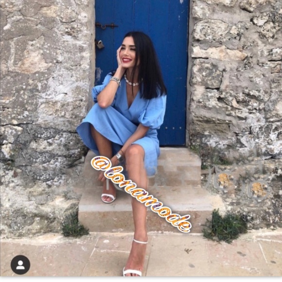 💧Zara Sky Blue Voluminous Rustic Dress NWT💧 - Picture 8 of 15